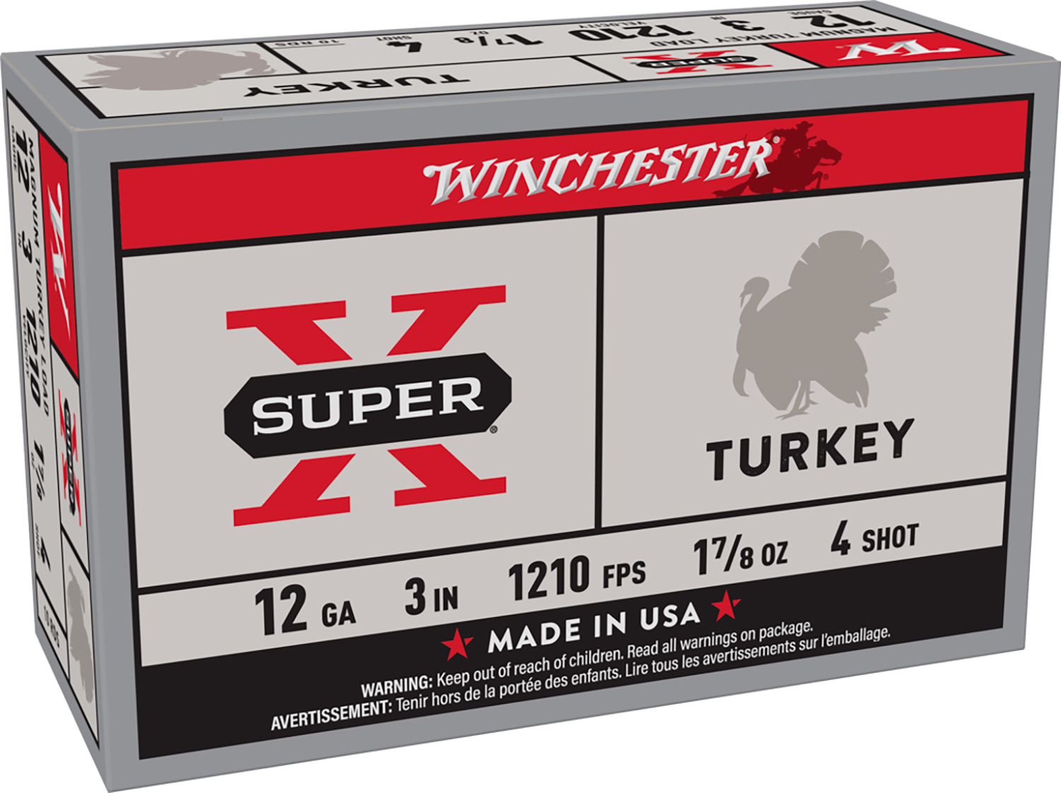 Winchester Ammo X123MT4 Super X Magnum Turkey 12Gauge 3" 1 7/8oz Copper Plated 4Shot 10 Per Box/10 Case 3 Winchester Ammo X123MT4 Super X Magnum Turkey 12Gauge 3" 1 7/8oz Copper Plated 4Shot 10 Per Box/10 Case
