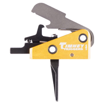 Timney Triggers 667SST Competition Trigger  Single-Stage Straight Trigger with 3 lbs Draw Weight & Black/Gold Finish for AR-15
