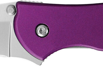Kershaw 1660PUR Leek  3" Folding Drop Point Plain Bead Blasted 14C28N Steel Blade Purple Anodized Aluminum Handle Includes Pocket Clip