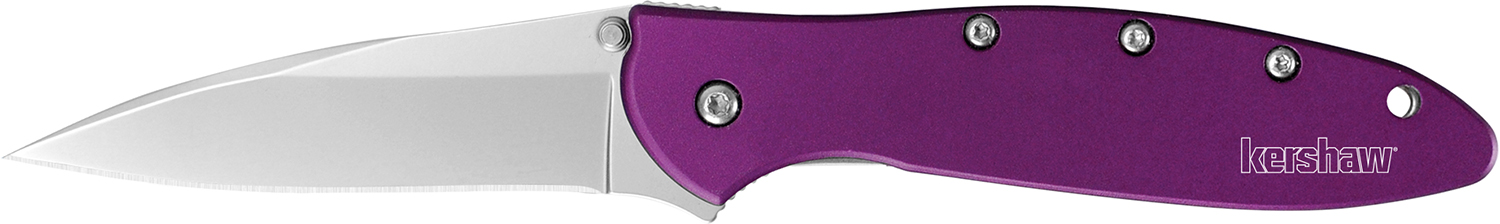 Kershaw 1660PUR Leek 3" Folding Drop Point Plain Bead Blasted 14C28N Steel Blade Purple Anodized Aluminum Handle Includes Pocket Clip 3 Kershaw 1660PUR Leek 3" Folding Drop Point Plain Bead Blasted 14C28N Steel Blade Purple Anodized Aluminum Handle Includes Pocket Clip