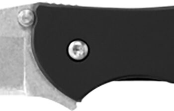 Kershaw 1660SWBLK Leek  3" Folding Drop Point Plain Stonewashed 14C28N Steel Blade Black Anodized Aluminum Handle Includes Pocket Clip
