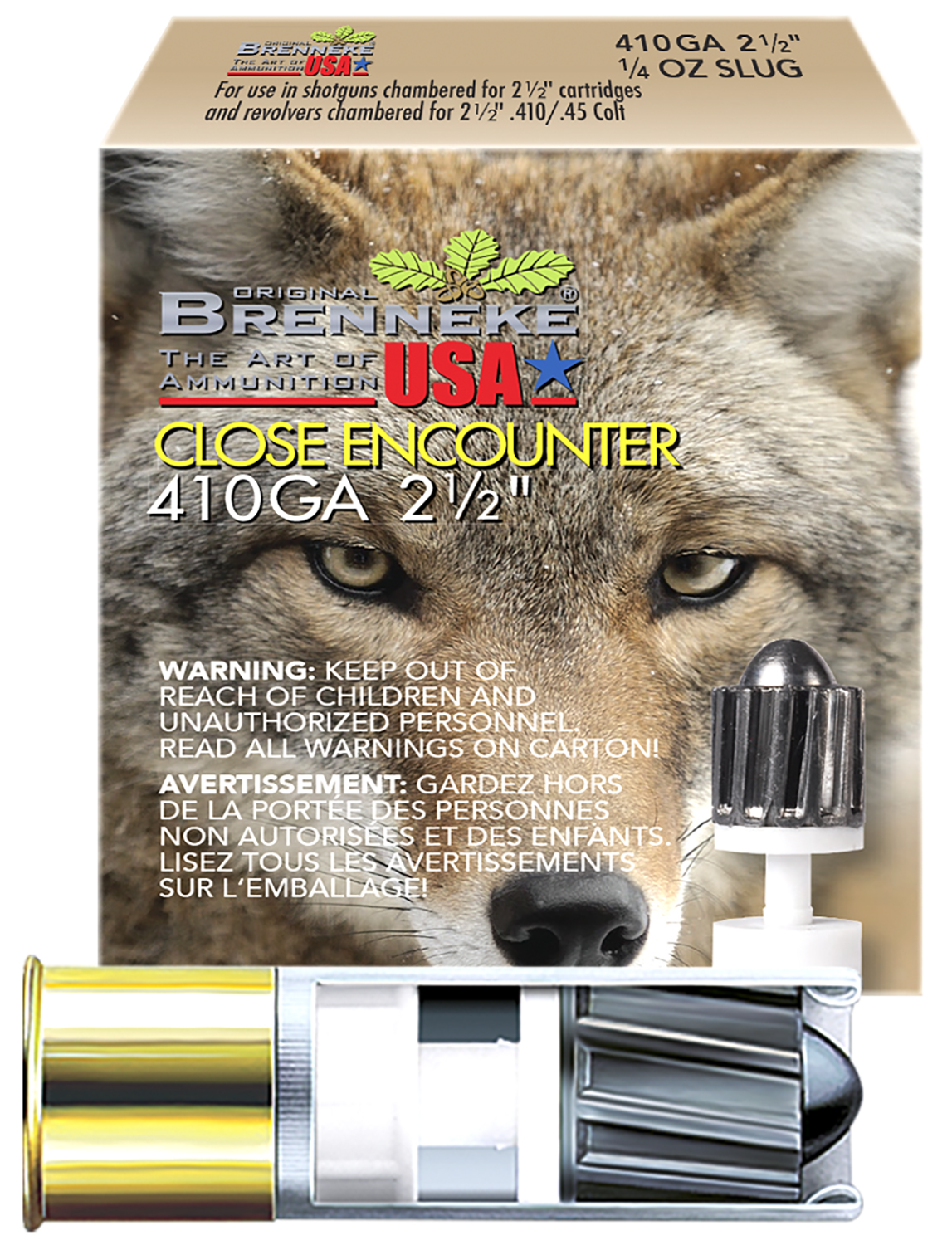 Brenneke SL4102CE Close Encounter Home Defense 410Gauge 2.50" 1/4oz Sabot Slug Shot 5 Per Box/90 Case 3 Brenneke SL4102CE Close Encounter Home Defense 410Gauge 2.50" 1/4oz Sabot Slug Shot 5 Per Box/90 Case