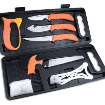 Outdoor Edge WP2 Wild Pak  Multiple Skinner w/Gut Hook/Saw/Caper Plain/Saw 420J2 Stainless Steel Blade FRN Orange Handle