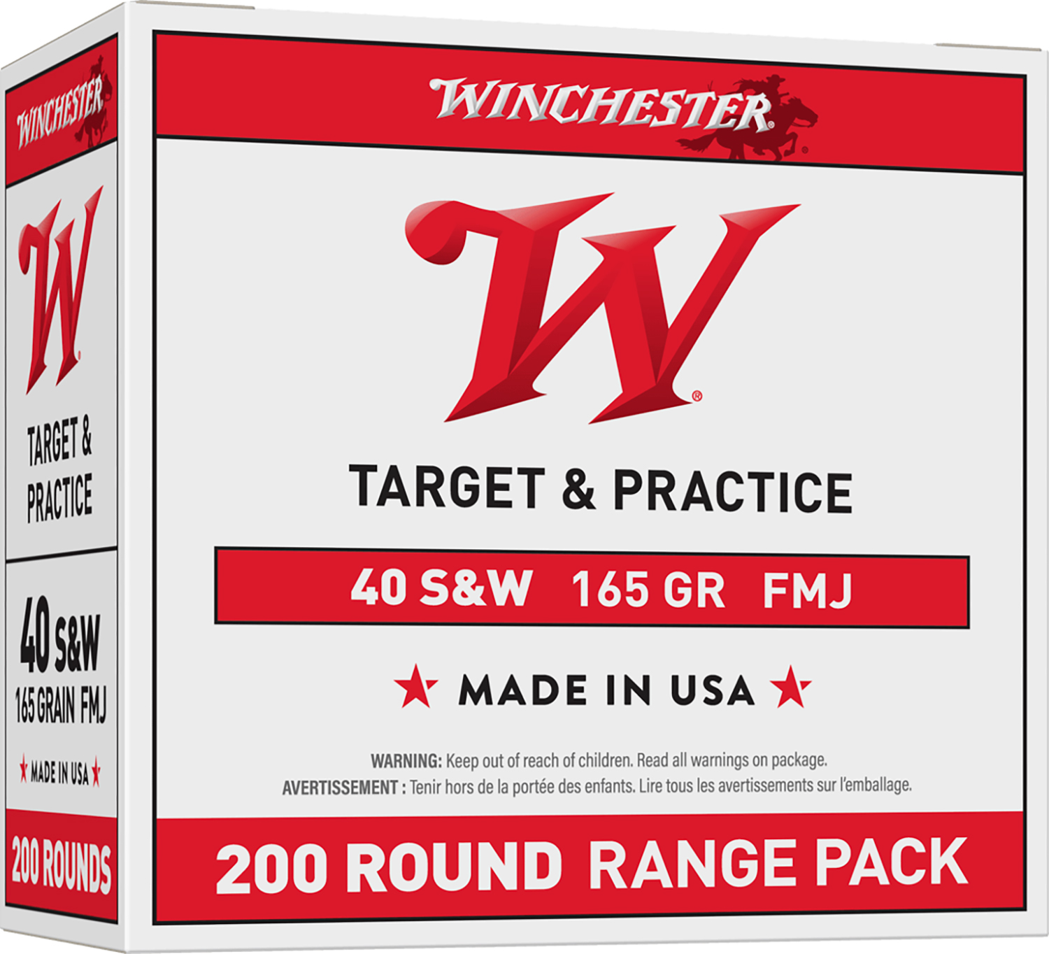 Winchester Ammo USA40W USA Range Pack 40S&W 165gr Full Metal Jacket 200 Per Box/3 Case 3 Winchester Ammo USA40W USA Range Pack 40S&W 165gr Full Metal Jacket 200 Per Box/3 Case