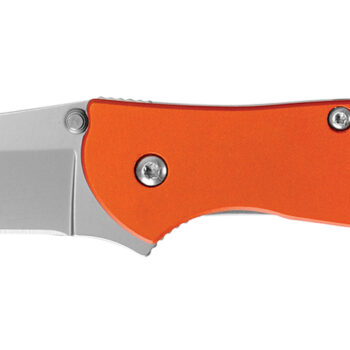 Kershaw 1660OR Leek  3" Folding Drop Point Plain Bead Blasted 14C28N Steel Blade Orange Anodized Aluminum Handle Includes Pocket Clip
