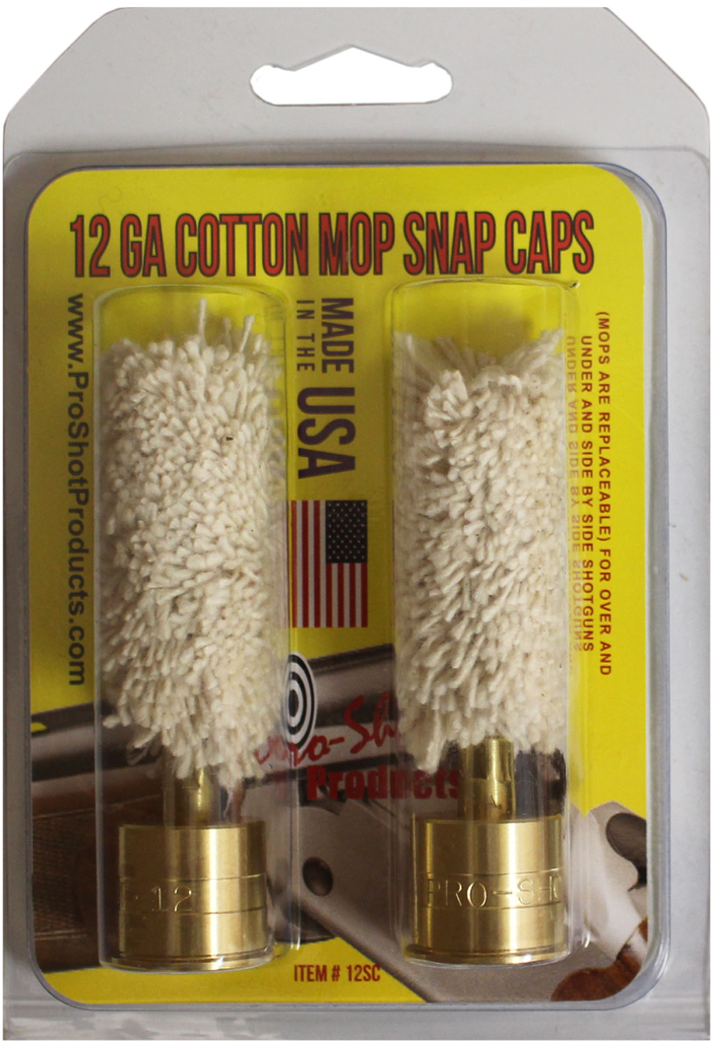 Pro-Shot 12SC Snap Caps 12 Gauge Shotgun #5/16-27 Thread Brass/Cotton Mop 2 Pack 3 Pro-Shot 12SC Snap Caps 12 Gauge Shotgun #5/16-27 Thread Brass/Cotton Mop 2 Pack