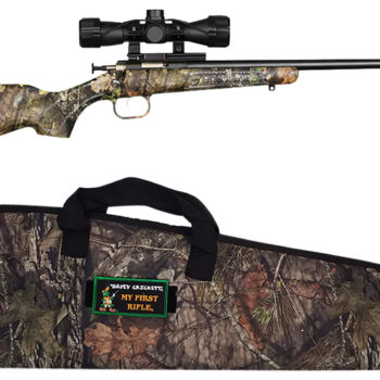 Crickett KSA2163BSC Youth Package 22 LR 1rd 16.12" Blued Barrel/Receiver, Mossy Oak Break-Up Synthetic Stock, Rebounding Firing Pin Safety Includes 4x32mm Scope, Scope Mount & Soft Case