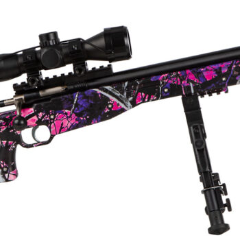Crickett KSA2148 Precision Package 22 LR Caliber with 1rd Capacity, 16.12" Bull Barrel, Blued Metal Finish & Fixed Thumbhole Muddy Girl Synthetic Stock Right Hand (Youth) Includes Scope & Bipod