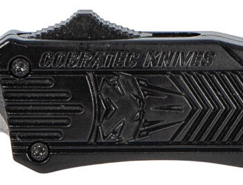 CobraTec Knives SBCTK1SDNS CTK-1  Small 2.75" OTF Drop Point Plain D2 Steel Blade/Black Aluminum Handle Features Glass Breaker Includes Pocket Clip