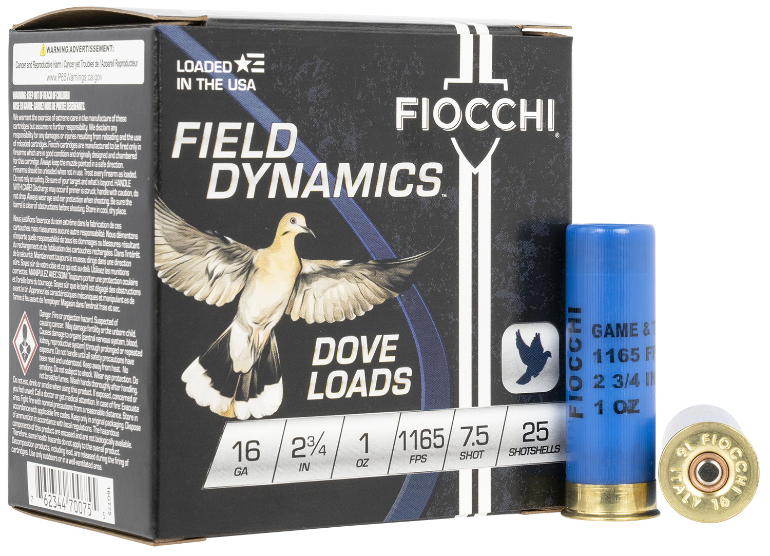 Fiocchi 16GT75 Field Dynamics Dove & Quail 16Gauge 2.75" 1oz 7.5Shot 25 Per Box/10 Case 3 Fiocchi 16GT75 Field Dynamics Dove & Quail 16Gauge 2.75" 1oz 7.5Shot 25 Per Box/10 Case