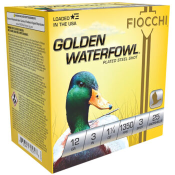 Fiocchi 123SGW3 Golden Waterfowl  12Gauge 3" 1 1/4oz 3Shot 25 Per Box/10 Case