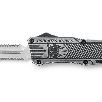 CobraTec Knives LSWCTK1LDG2SS CTK-1  Large 3.75" OTF Dagger Part Serrated D2 Steel Blade/ Stonewashed Aluminum Handle Features Glass Breaker Includes Pocket Clip