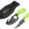 HME HMEKN2PSGC Skinning Kit 3.50" Fixed Skinner w/Gut Hook/Caping Plain/Gut Hook Black Oxide 420HC Blade, TPR Green Handle 2 124141