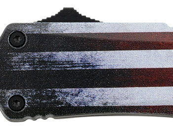 Templar Knife SUS231 Gen II US Flag Small 2.69" OTF Tanto Plain Black Oxide Stonewashed 440C SS Blade, 4.31" US Flag Aluminum Handle, Glass Breaker