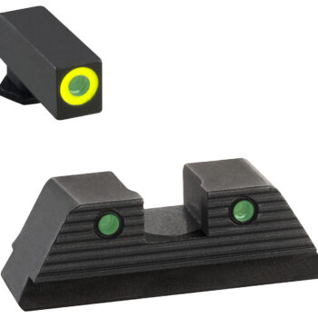 AmeriGlo GL820 Trooper Sight Set for Glock  Green Tritium Lumigreen Outline Front Sight-Green Tritium Black Outline Rear Sight