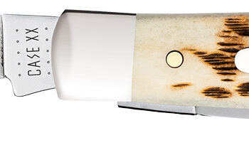 Case 00013 Trapper  Mini 2.70"/2.75" Folding Clip Point/Spey Plain Mirror Polished Tru-Sharp SS Blade, Peach Seed Jigged Amber Bone Handle