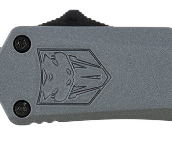 CobraTec Knives SGYFS3DNS FS-3  Small 2.75" OTF Plain D2 Steel Blade/Gray Aluminum Handle Features Glass Breaker Includes Pocket Clip