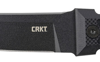 CRKT 2927 HZ6  6.50" Fixed Plain Black Matte Baked-On Anti Rust SK-5 Steel Blade/Black w/Carved X's G10 Handle Includes Sheath