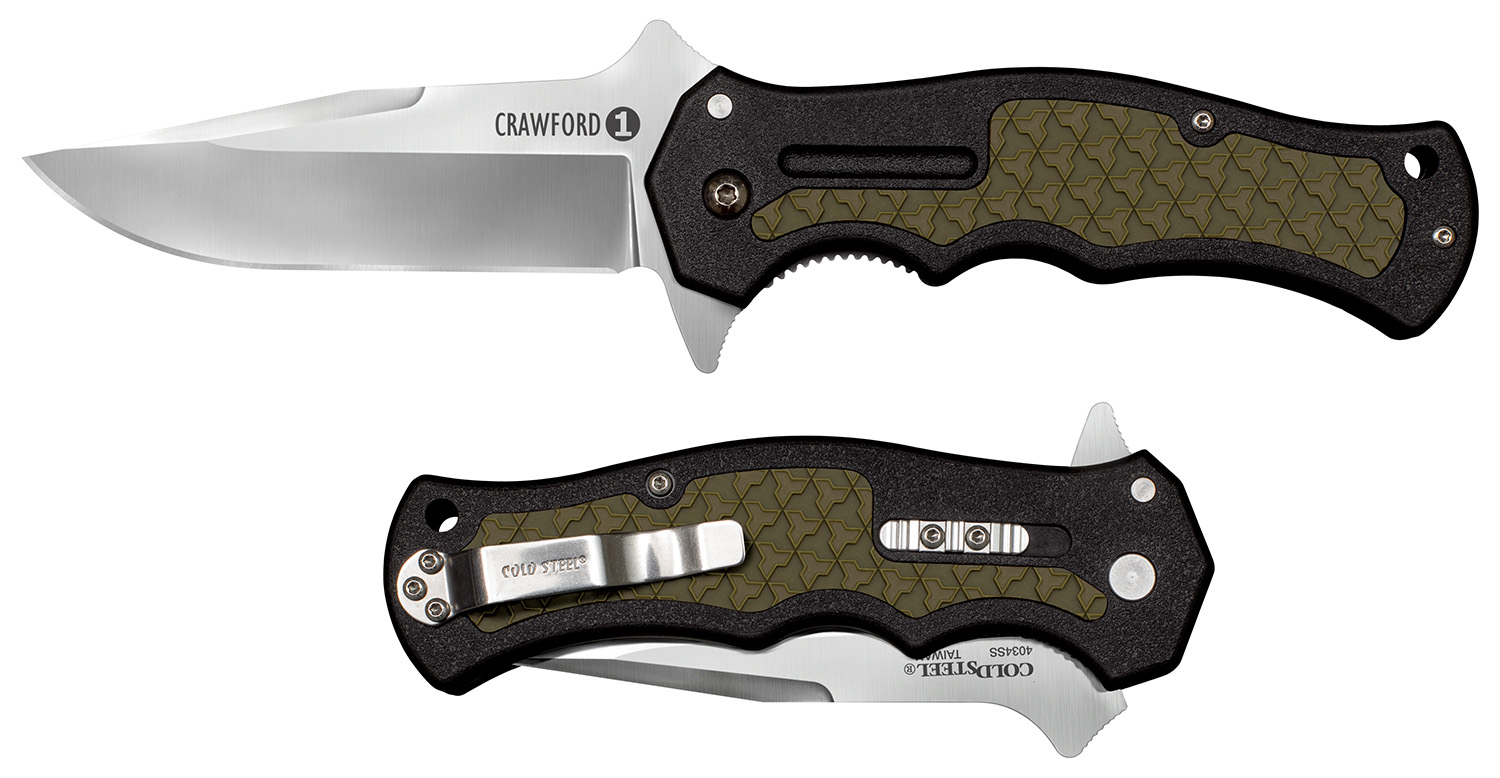 Cold Steel CS20MWCZ Crawford 1 3.50" Folding Plain Clip Point 4034 Stainless Steel Blade Black w/OD Green Traction Inlays GRN Handle Blister Pack Packaging 3 Cold Steel CS20MWCZ Crawford 1 3.50" Folding Plain Clip Point 4034 Stainless Steel Blade Black w/OD Green Traction Inlays GRN Handle Blister Pack Packaging