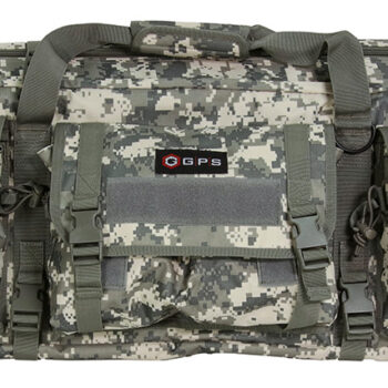 GPS Bags DRC55ACU Double Rifle Case A-TACS AU 600D Polyester w/ 2 Padded Pistol Sleeves MOLLE Webbing & Lockable Zippers