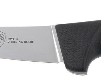 Templar Knife K6BBK362 Boning  6" Fixed Plain Damasteel Blade, 5" Black G10 Handle