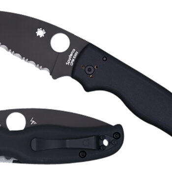 Spyderco C229GSBK Shaman  3.58" Folding Serrated Black DLC CPM S30V SS Blade/Black Textured G10 Handle Includes Pocket Clip