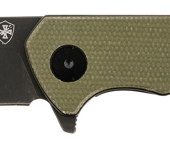 Templar Knife PFMGN321 Paladin  3.27" Folding Drop Point Plain Black Powder Coated D2 Steel Blade, 4.40" Green Micarta Handle