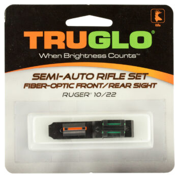 TruGlo TG111W Ruger 10/22 Fiber Optic Sight Set  Black Red Front, Green Rear for Ruger 10/22 (Except Takedown)