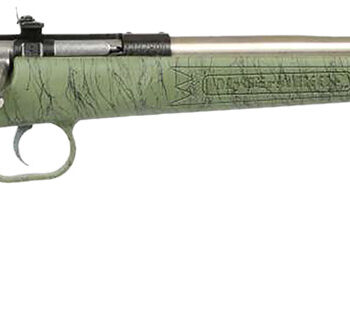 Crickett KSA2442 Gen2  Youth 22 LR 1rd 16.13" Stainless Single Shot Barrel, Stainless Steel Receiver, Green w/Black Webbing Fixed Synthetic Stock