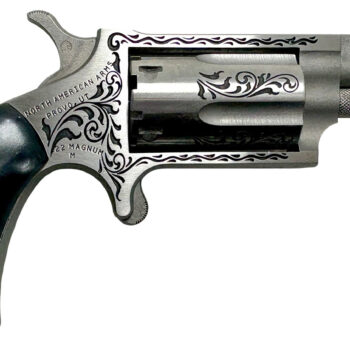 North American Arms 22M50B 50th Anniversary  22 Mag 5 Shot 1.63" Matte Stainless w/"50th Anniversary" & Scroll Engraving, Black Pearl Grip, Exposed Hammer
