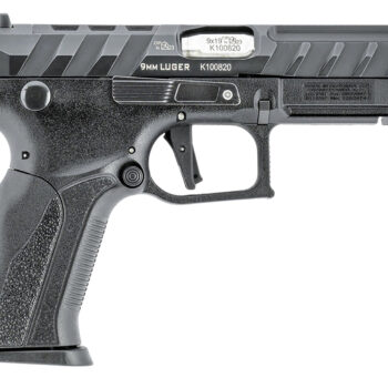 Grand Power 8588005808668 Q100 Mk23 9mm Luger 15+1 4.25" Stainless Rotating Barrel, Black Steel Optic Ready/Serrated Slide, Black Steel Frame w/Accessory Rail & Beavertail, Textured Grip