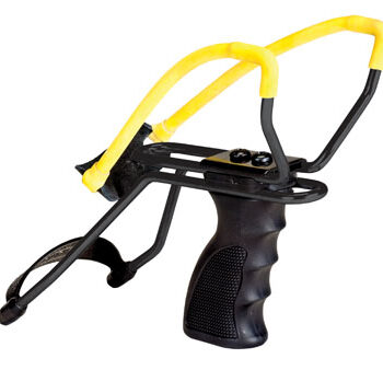 Daisy 998151506 998151506 Slingshot w/ Pistol Grip Yellow Steel Frame Black Molded Sure-Grip w/Wrist Support Handle