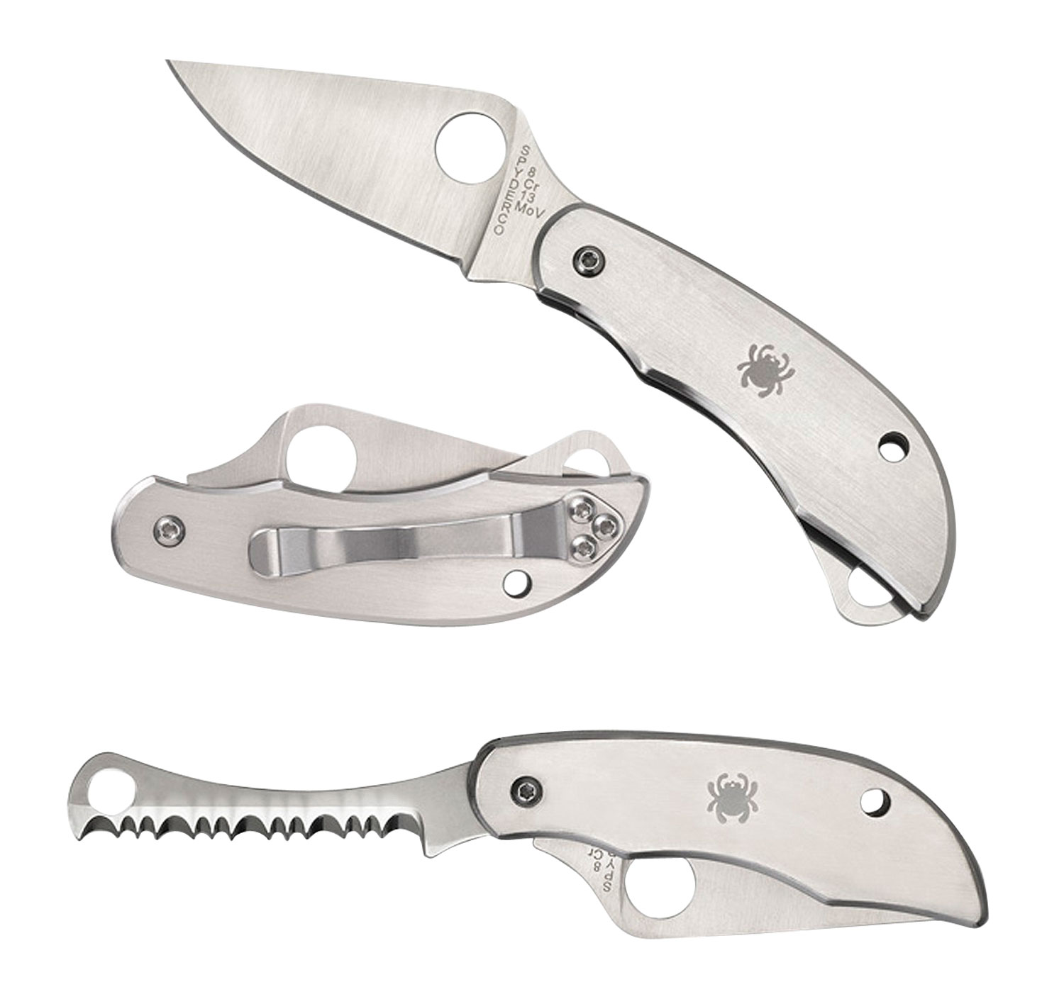 Spyderco C176P&S Clipitool Silver Stainless Steel Folding 8Cr13MoV SS 4.57"/4.59" Long Part Serrated Blade Stainless Steel Handle Features Screwdriver/Opener 3 Spyderco C176P&S Clipitool Silver Stainless Steel Folding 8Cr13MoV SS 4.57"/4.59" Long Part Serrated Blade Stainless Steel Handle Features Screwdriver/Opener