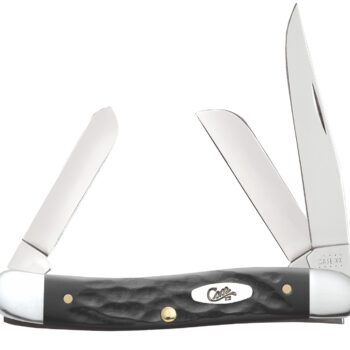 Case 18222 Stockman  Medium Folding, 2.57"/1.88"/1.71" Clip Point/Sheepsfoot/Spey Plain Mirror Polished Tru-Sharp SS Blade, Rough Black Jigged Synthetic Handle