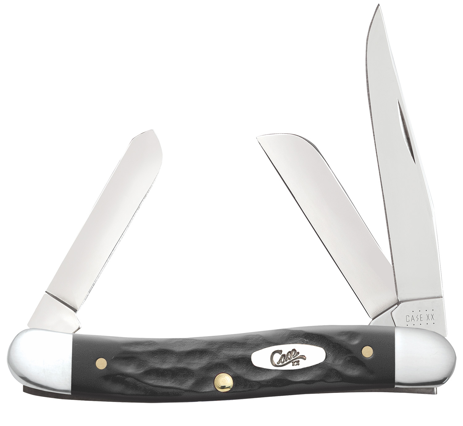 Case 18222 Stockman Medium Folding, 2.57"/1.88"/1.71" Clip Point/Sheepsfoot/Spey Plain Mirror Polished Tru-Sharp SS Blade, Rough Black Jigged Synthetic Handle 3 Case 18222 Stockman Medium Folding, 2.57"/1.88"/1.71" Clip Point/Sheepsfoot/Spey Plain Mirror Polished Tru-Sharp SS Blade, Rough Black Jigged Synthetic Handle