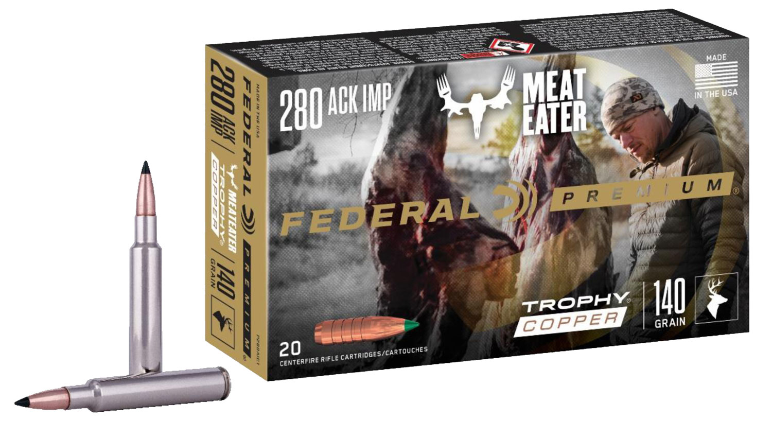 Federal P280A1TC1 Premium 280Ackley Improved 140gr Trophy Copper 20 Per Box/10 Case 3 Federal P280A1TC1 Premium 280Ackley Improved 140gr Trophy Copper 20 Per Box/10 Case