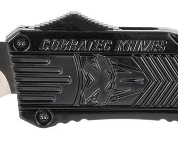 CobraTec Knives LBCTK1LDNS CTK-1  Large 3.75" OTF Drop Point Plain D2 Steel Blade/Black Aluminum Handle Features Glass Breaker Includes Pocket Clip