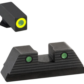 AmeriGlo GL819 Trooper Sight Set for Glock  Green Tritium LumiGreen Outline Front Sight-Green Tritium Black Outline Rear Sight