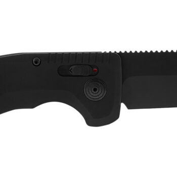 S.O.G SOG-15-38-10 SOG-TAC Auto Compact 2.94" Folding Tanto Part Serrated Black TiNi Cryo D2 Steel Blade Black Micro-Textured Anodized Aluminum Handle Includes Pocket Clip