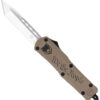 CobraTec Knives SWTPFS3TNS FS-3 We The People Small 2.75" OTF Tanto Plain Aluminum Cerakoted D2 Steel Blade, Tan "We The People" Aluminum Handle 2 149056