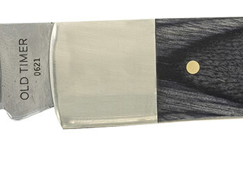 Old Timer 1135989 Heritage Series Bruin 50th Anniversary 2.80" Drop Point Plain D2 Steel Blade 3.70" Black Wood Laminate Handle