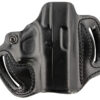 DeSantis Gunhide 086BA8BZ0 Mini Slide OWB Black Leather Belt Slide Fits Glock 43/43x/48 Belt 1.75" Wide Black Hand 1 153173