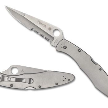 Spyderco C07PS Police  4.13" Folding Plain Satin VG-10 SS Blade/Satin Stainless Steel Handle Includes Pocket Clip