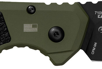 Kershaw 71050LBLK Launch 16 Automatic 3.45" Folding Tanto Plain Black Cerakote CPM M4 Blade, Olive Cerakote w/Black Oxide Hardware Aluminum Handle, Includes Pocket Clip