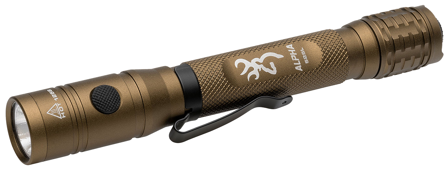 Browning 3711256 Alpha 2AA Flashlight Burnt Bronze 36/525 Lumens White LED/Green 3 Browning 3711256 Alpha 2AA Flashlight Burnt Bronze 36/525 Lumens White LED/Green