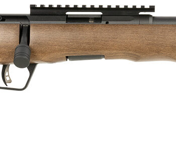 Savage Arms 70217 B Series Timber 22 LR 10+1 18" Matte Black Threaded Barrel, Matte Black Picatinny Rail Carbon Steel Receiver, Woodgrain Fixed Thumbhole Stock