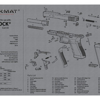 TekMat TEKR17GLOCKG4GY Glock Gen 4 Cleaning Mat Gray Rubber 11"x17" Glock Gen 4 Parts Diagram