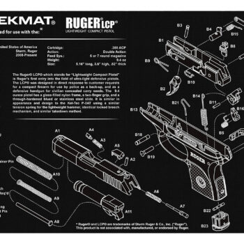 TekMat TEKR17RUGERLCP Ruger LCP Cleaning Mat Black/White Rubber 11"x17" Ruger LCP Parts Diagram
