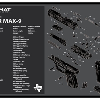 TekMat TEKR17RUGERMAX9 Ruger Max 9 Cleaning Mat Black/White Rubber 11"x17" Ruger Max 9 Parts Diagram
