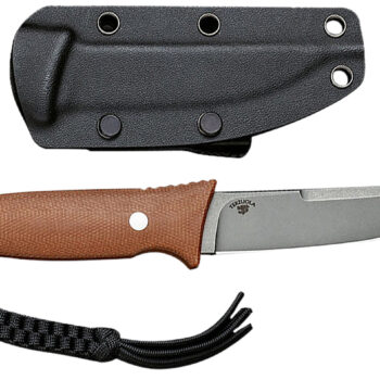 Civivi Knives C19046-5 Tamashii  4.07" Fixed Straight Back Plain Gray Stonewashed D2 Steel Blade, 4.73" Brown Textured Canvas Micarta Handle